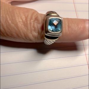 Authentic David Yurman Blue Topaz Noblesse Ring, Size 9